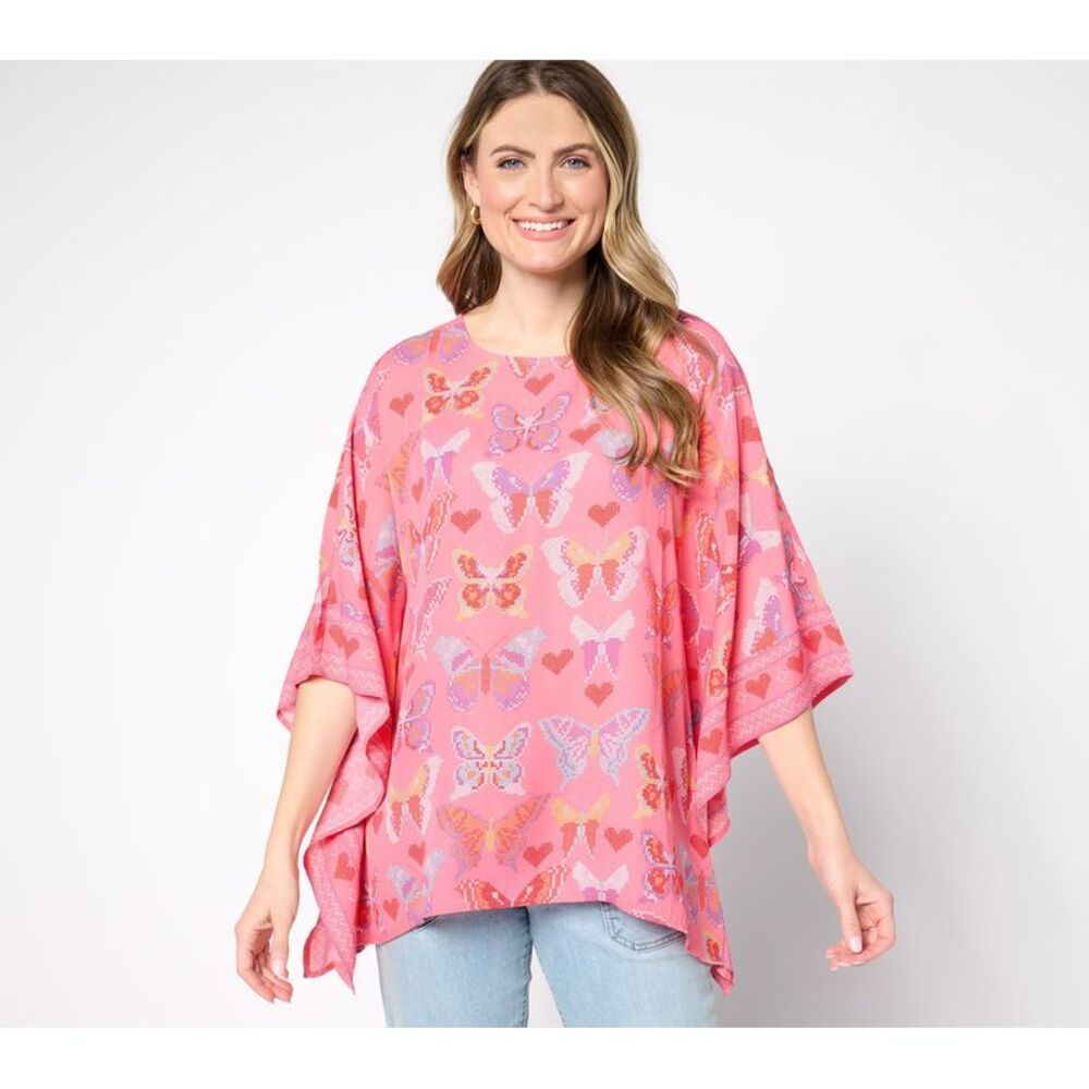 Quacker Factory Women's Top Sz XL LoveFlight Butterfly Multi-colored A677838